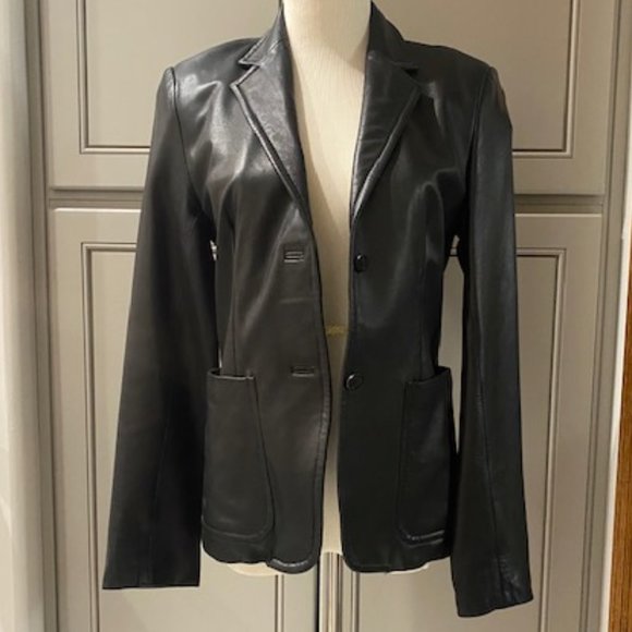 J. Crew Black Leather Jacket Silver Lining 4